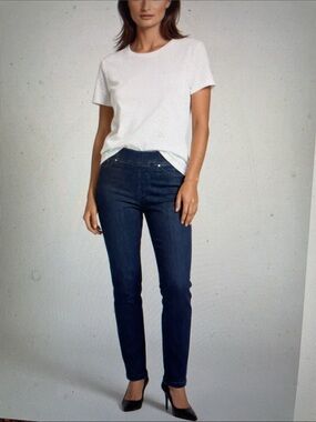 Carrelli Straight-Leg high rise dark rinse stretch Jeans — NWT
